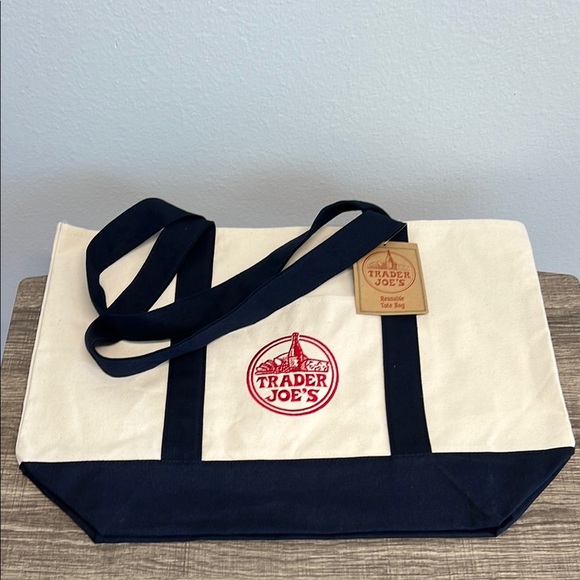 Trader Joe's Canvas Tote Bag - Navy and White ♻️ - Picture 1 of 8